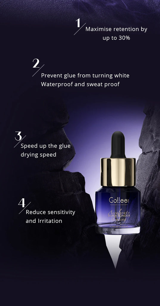 Gollee Glue for Eyelash Extensions 5PCS 5ML Ethanol Primer Cleaning Lash Extension Supplies Lash Glue Super Bonder Makeup Tools