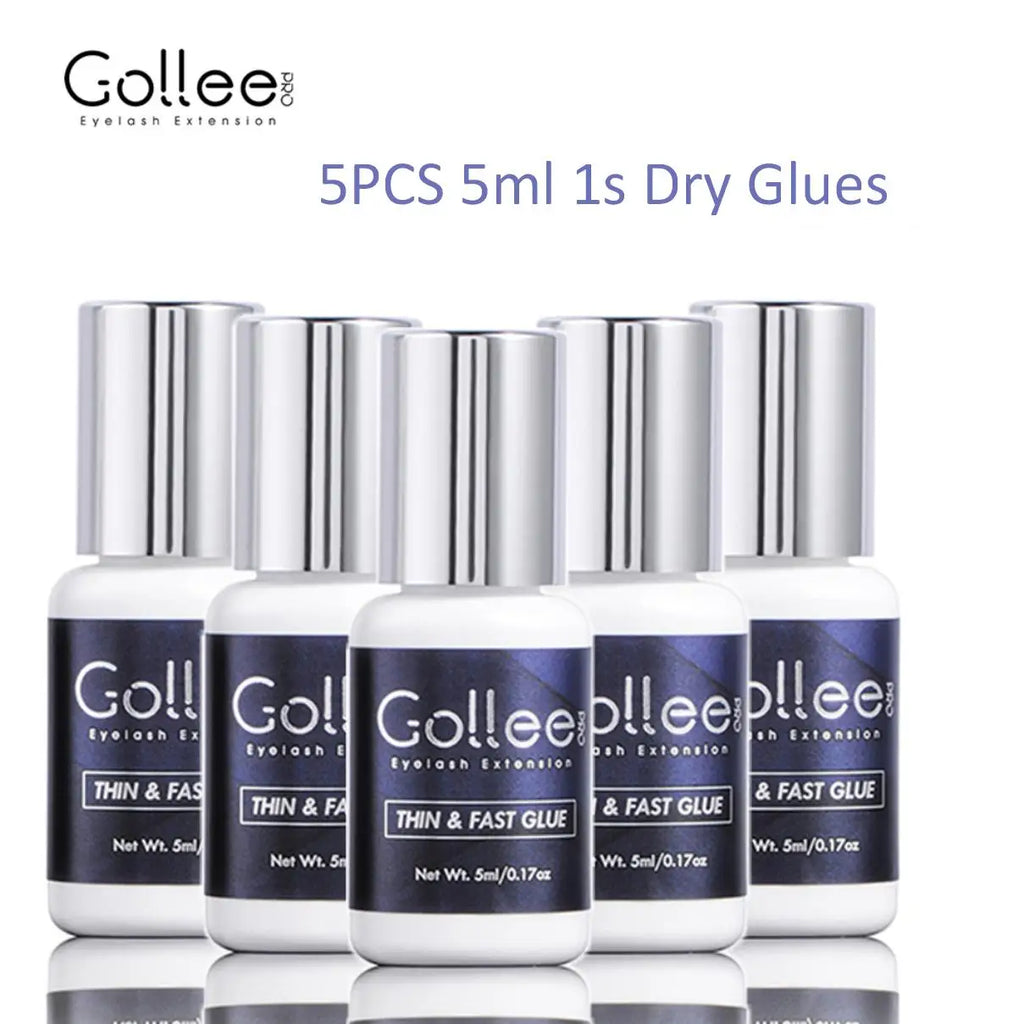 Gollee Glue for Eyelash Extensions 5PCS 5ML Ethanol Primer Cleaning Lash Extension Supplies Lash Glue Super Bonder Makeup Tools