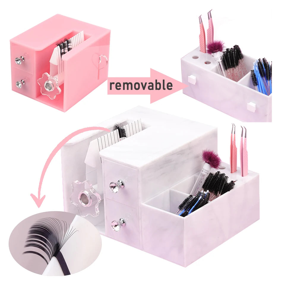 Self Fanning Lash Extension Making Machine Easy Volum Fan False Eyelash Separator Root Splitter Machine with Drawer Makeup Tools