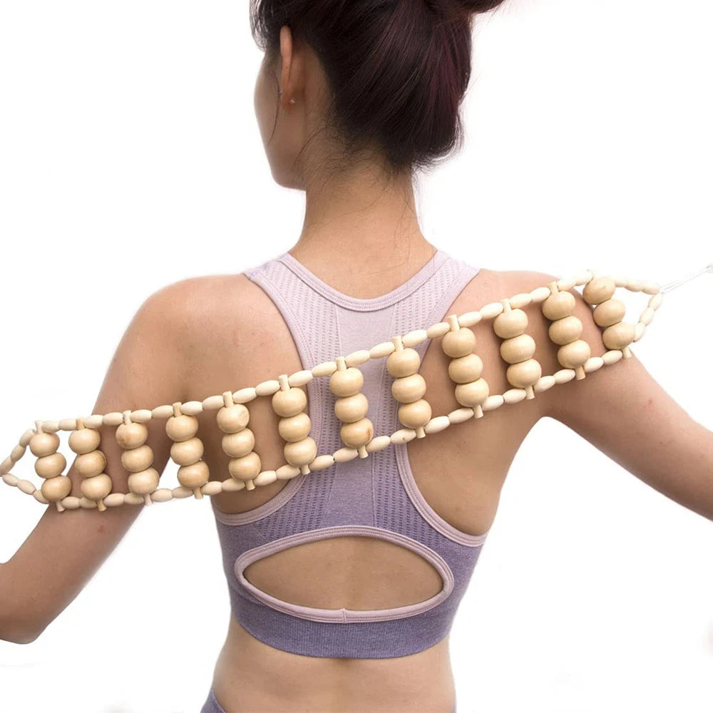Wood Back Massage Roller Rope, Wood Therapy Cellulite Massage Tools, Self Massage Tools for Neck Leg Back Pain Relief Body Care