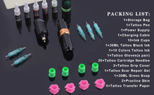 Load image into Gallery viewer, New Complete Tattoo Machine Kit Rotary Tattoo Pen Set with Power Supply Cartridge Needles Ink Makeup Tools for Tattoo Beginners