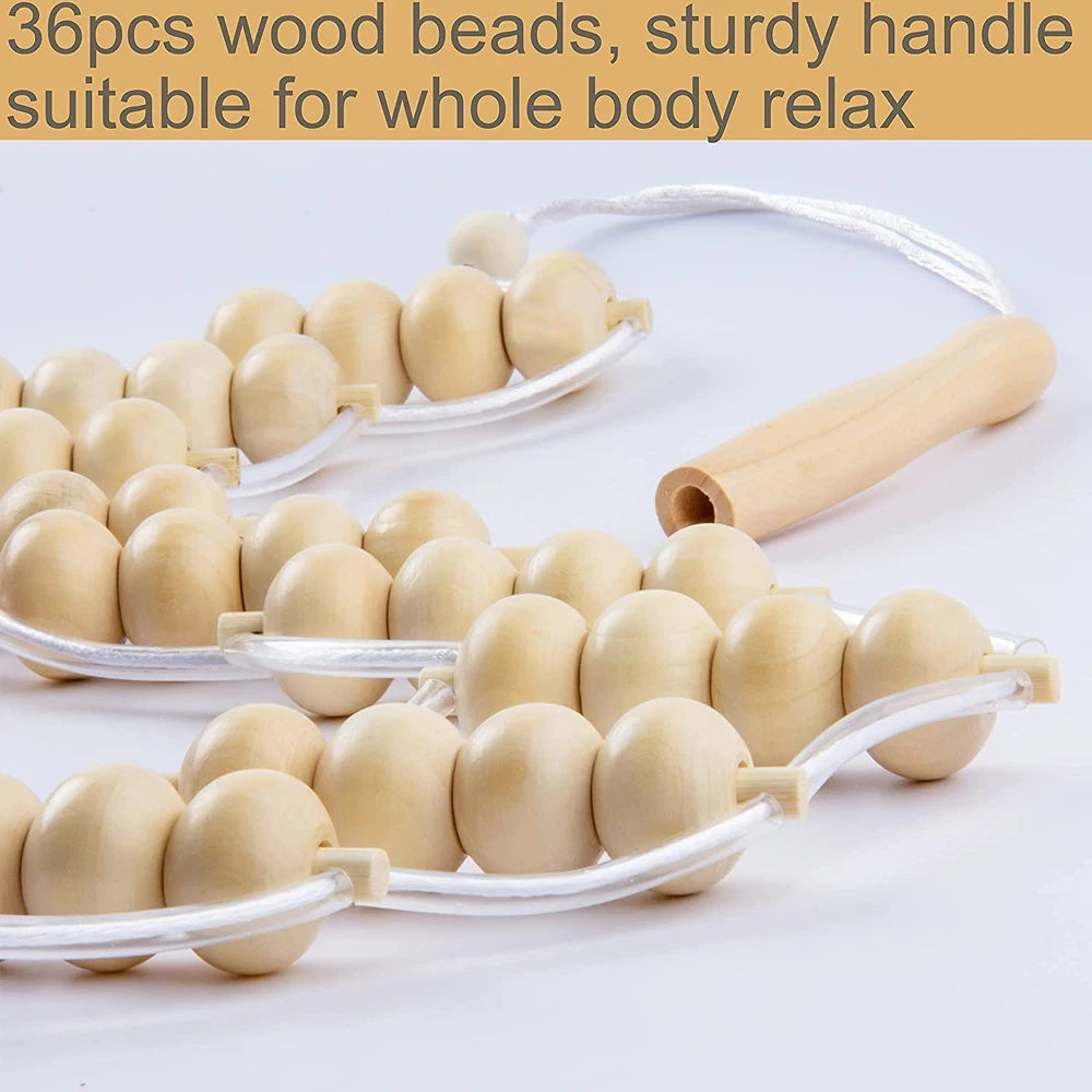 Wood Back Massage Roller Rope, Wood Therapy Cellulite Massage Tools, Self Massage Tools for Neck Leg Back Pain Relief Body Care