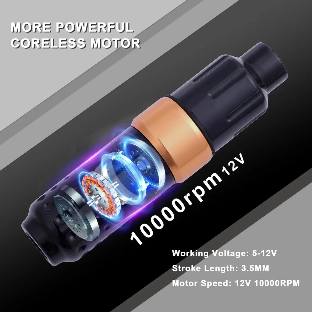 New Complete Tattoo Machine Kit Rotary Tattoo Pen Set with Power Supply Cartridge Needles Ink Makeup Tools for Tattoo Beginners