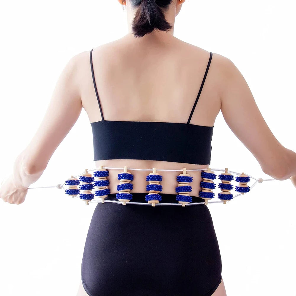 Wood Back Massage Roller Rope, Wood Therapy Cellulite Massage Tools, Self Massage Tools for Neck Leg Back Pain Relief Body Care