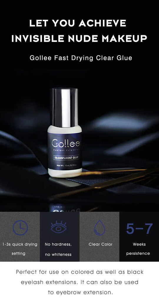 Gollee Glue for Eyelash Extensions 5PCS 5ML Ethanol Primer Cleaning Lash Extension Supplies Lash Glue Super Bonder Makeup Tools