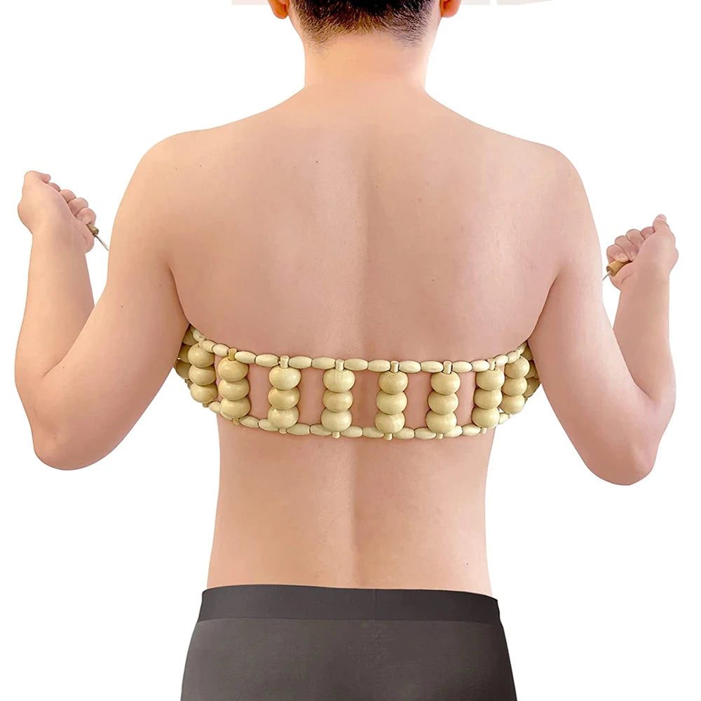 Wood Back Massage Roller Rope, Wood Therapy Cellulite Massage Tools, Self Massage Tools for Neck Leg Back Pain Relief Body Care