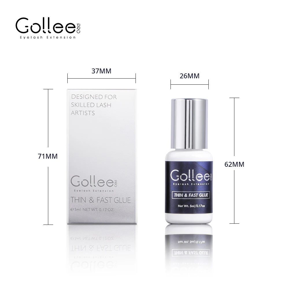 Gollee Glue for Eyelash Extensions 5PCS 5ML Ethanol Primer Cleaning Lash Extension Supplies Lash Glue Super Bonder Makeup Tools